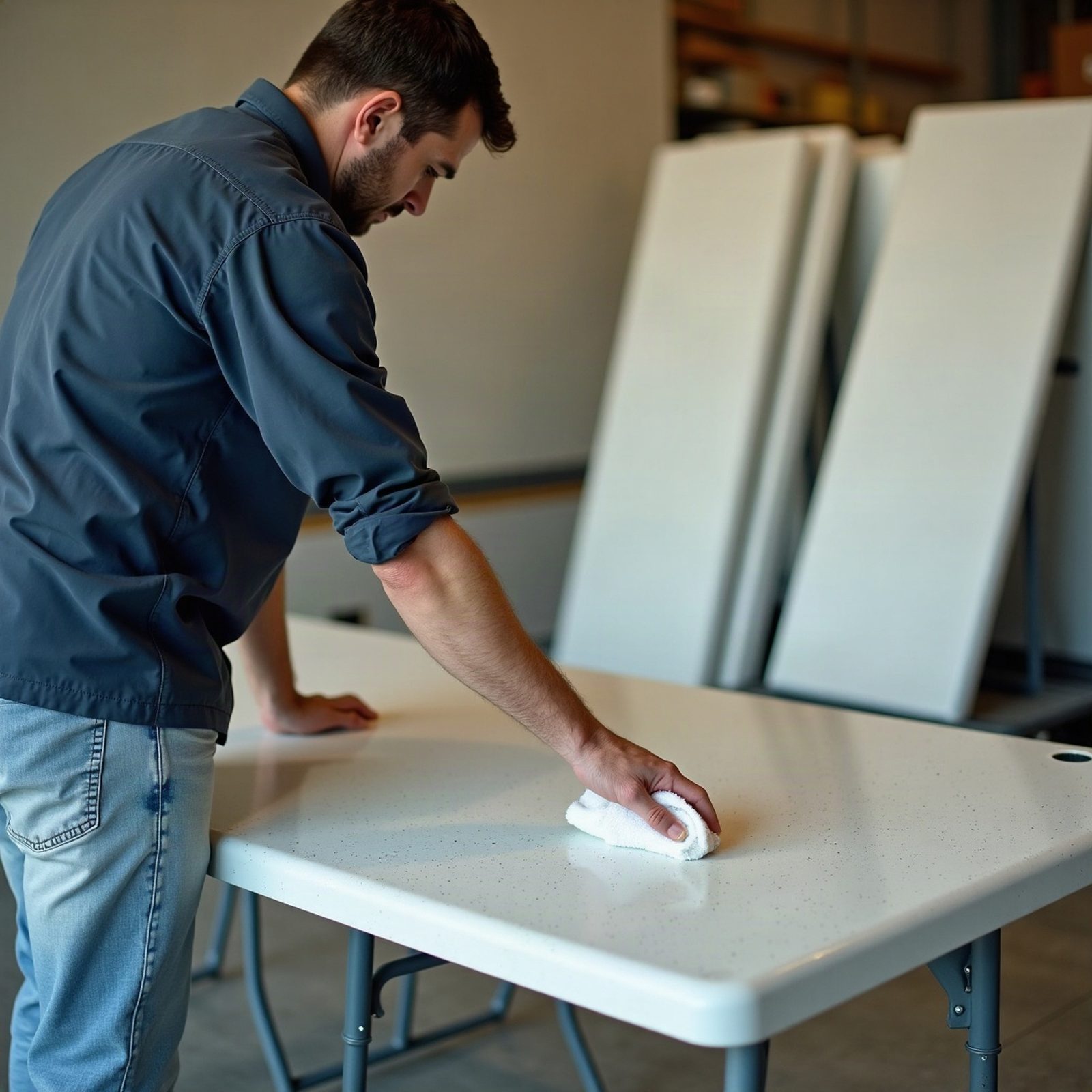 Banketttisch 180 × 70 cm, Kunststoff mieten — Eventverleih Stuttgart — im Einsatz